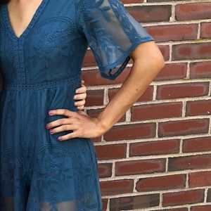 Teal lace romper